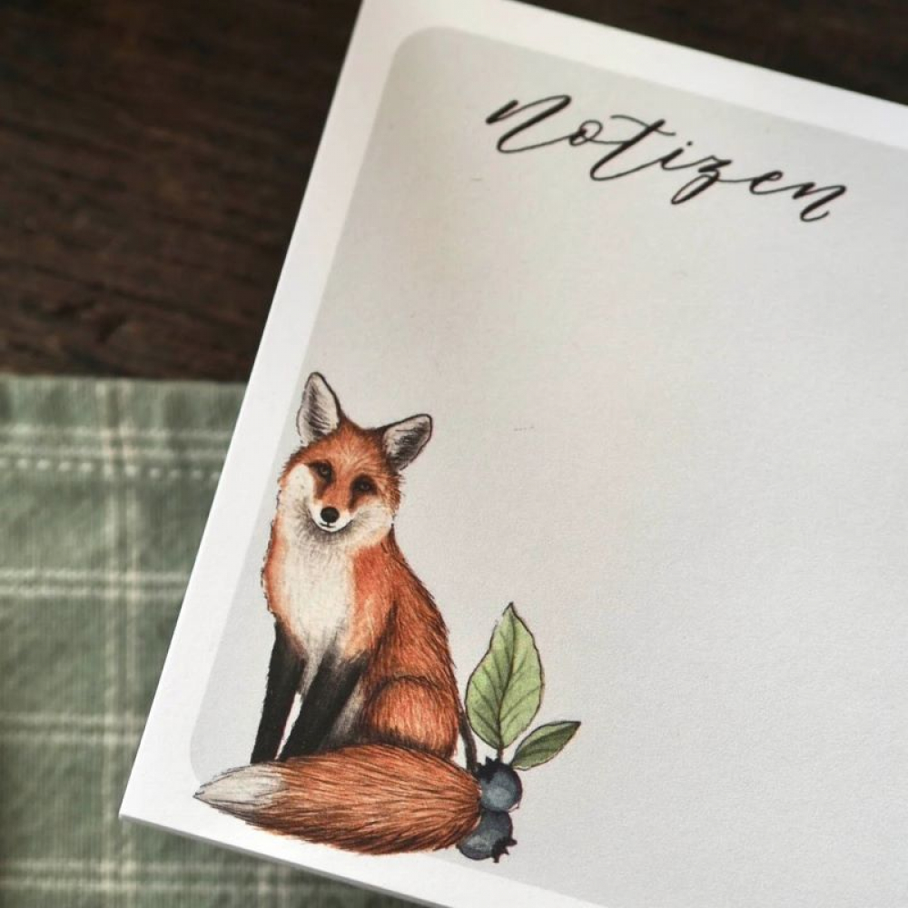 Notizblock Aquarell mit Fuchs